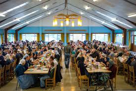 Bruderhof gathered for a meal